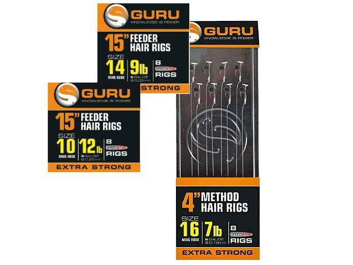 Guru Hair Rig Sortiment-alle Größen 4" oder 15" Methode Feeder-Full Range