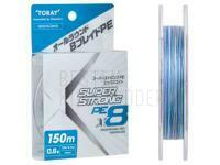 Geflechtschnur Toray Super Strong PE X8 Multicolor 150m 44lb #3.0 BESTEN KUNSTKODER Angelshop