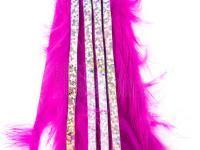 Hareline Zonkerstrips Bling Rabbit Strips - Hot Pink with Holo Silver Accent