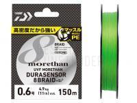 Geflechtschnur Daiwa UVF Morethan Dura Sensor X8 + Si2 Lime Green 150m #0.6