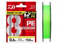 Geflechtschnur Daiwa UVF PE Dura Sensor X8 + Si2 Lime Green150m #0.6