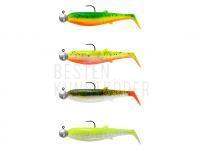 Gummifische Savage Gear Cannibal Shad Mix 10cm 9G+10G #3/0 | 4+4PCS - Dark Water Mix: Fire Cracker, Lemon Cracker, Olive Hot Orange, Fluo Yellow Glow