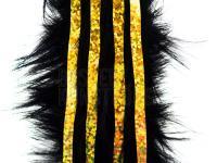 Hareline Zonkerstrips Bling Rabbit Strips - Black with Holo Gold Accent