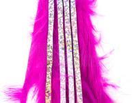 Hareline Zonkerstrips Bling Rabbit Strips - Hot Pink with Holo Silver Accent