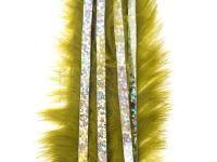 Hareline Zonkerstrips Bling Rabbit Strips - Olive with Holo Silver Accent