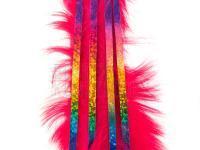 Hareline Zonkerstrips Bling Rabbit Strips - Sockeye Red with Holo Rainbow Accent