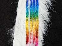 Hareline Zonkerstrips Bling Rabbit Strips - White with Holo Rainbow Accent